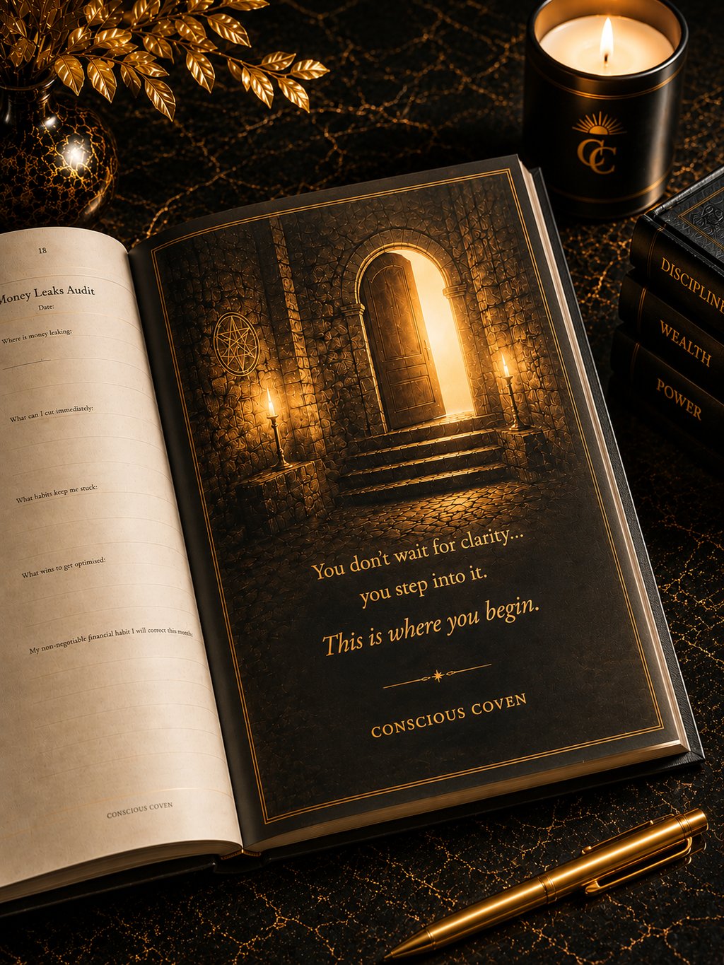 Conscious Coven transformational doorway journal spread for self leadership personal growth and intentional living