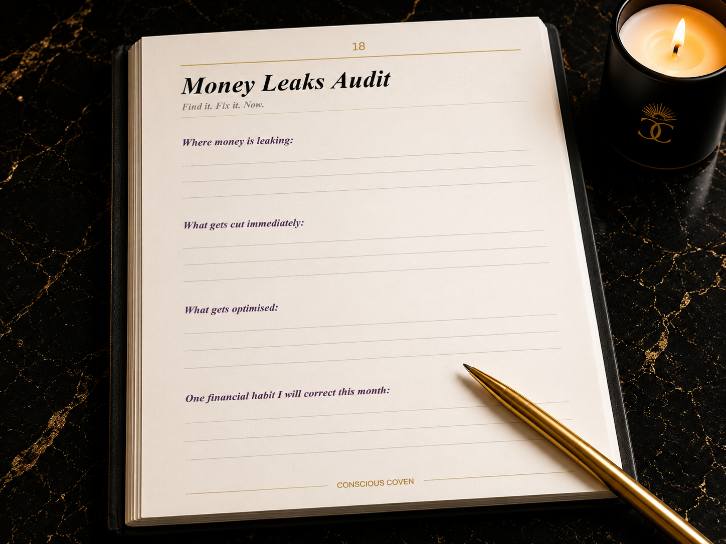 Money Leaks Audit worksheet for budgeting expense tracking financial planning money management and personal growth